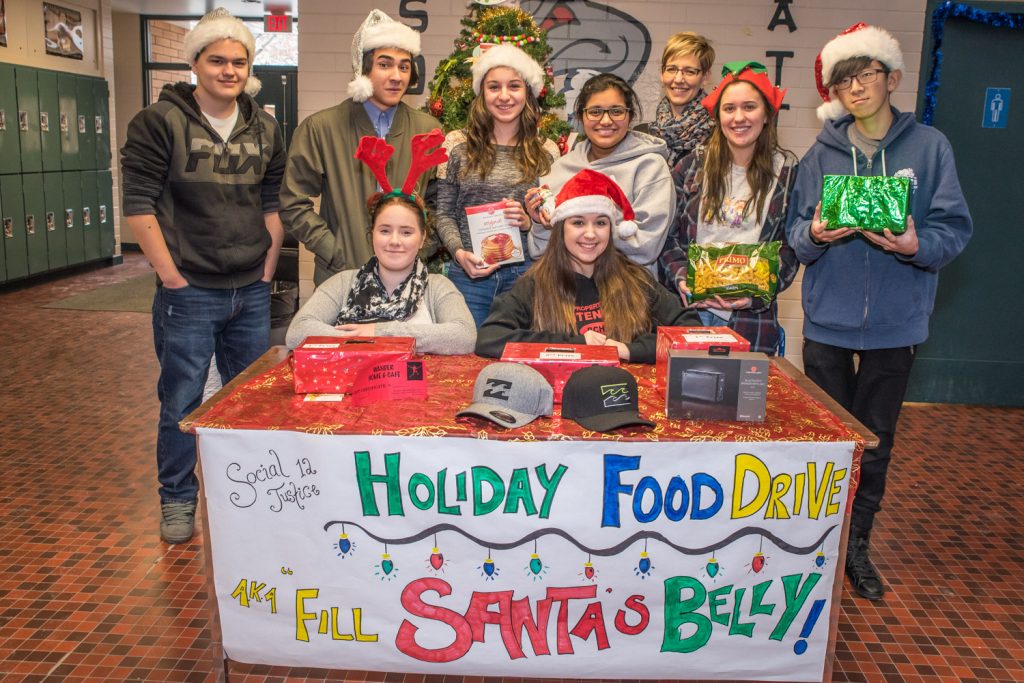 Students in Social Justice 12 at Osoyoos Secondary School are running a food drive as a class project in which they are learning about poverty. (Richard McGuire photo)