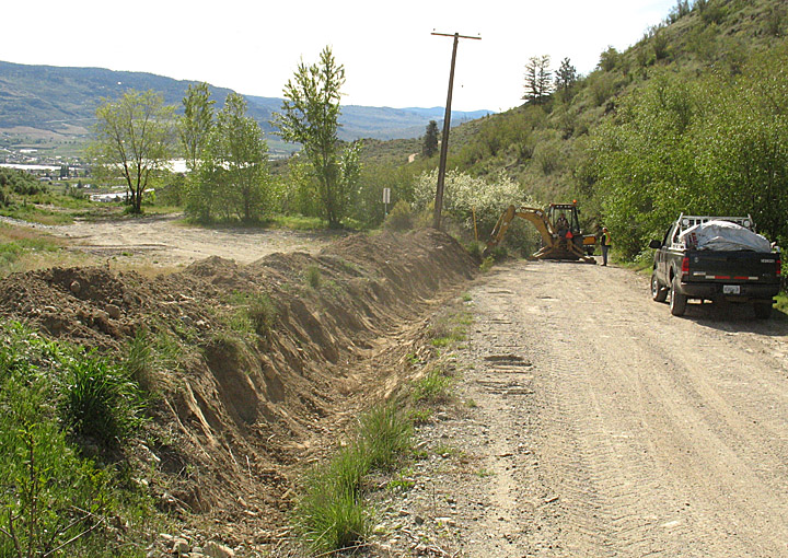 frenchhillweb B.C. Forests Ministry personnel reestablished a ditch along Strawberry Creek Road last week to prevent people from driving vehicles onto Crown land in the area. Photos courtesy of the B.C. Forests Ministry - Click on picture for larger image