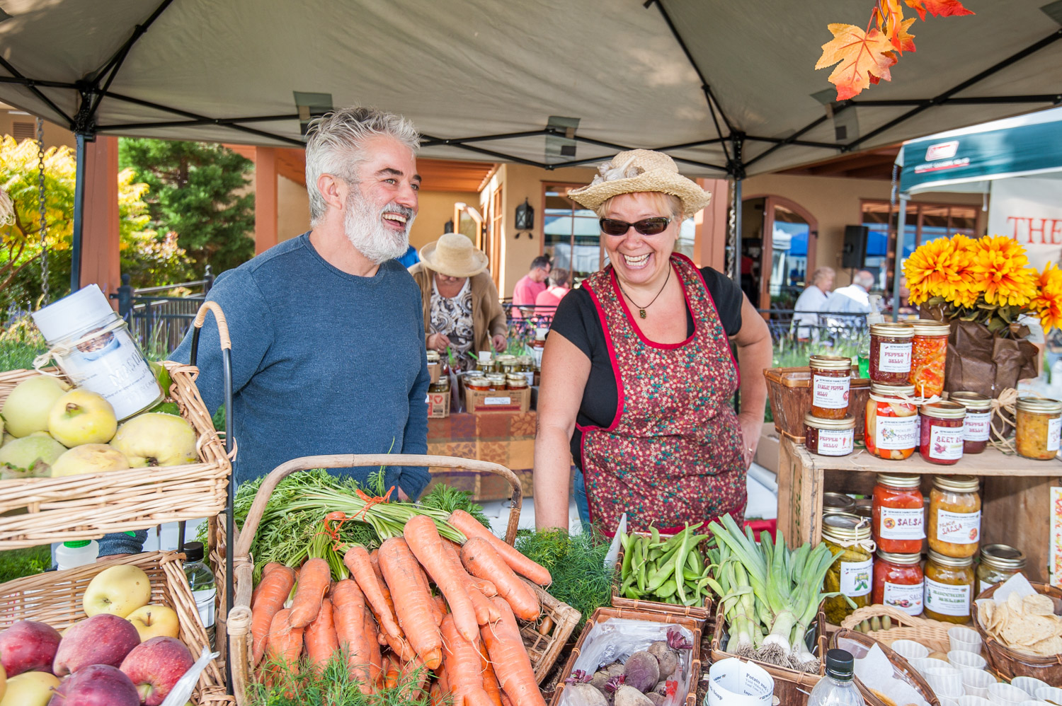 Dave and Wendy Edwards of Edwards Family Farm in Oliver were selling vegetables, salsas and preserves at their booth at the third annual Garlic Festival at Hester Creek Estate Winery on Saturday. (Richard McGuire photo)