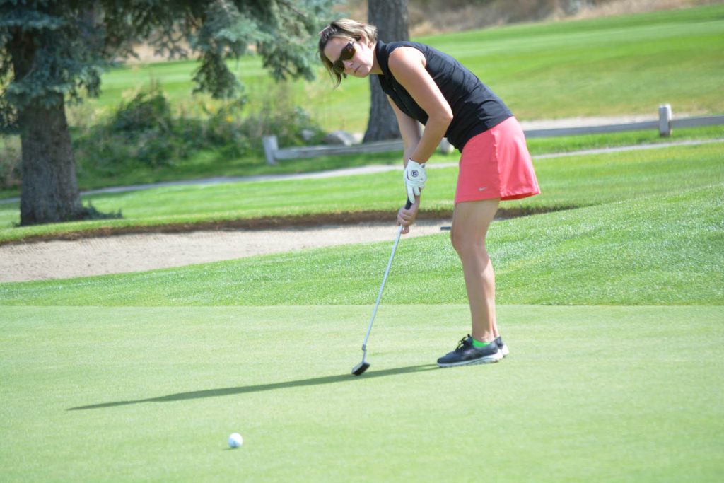 Diane Butt from Osoyoos were among 124 ladies who competed in the "Swinging Skirts" golf tournament at Nk'Mip Canyon Desert Golf Course in Oliver last Friday. (Lyonel Doherty photo)