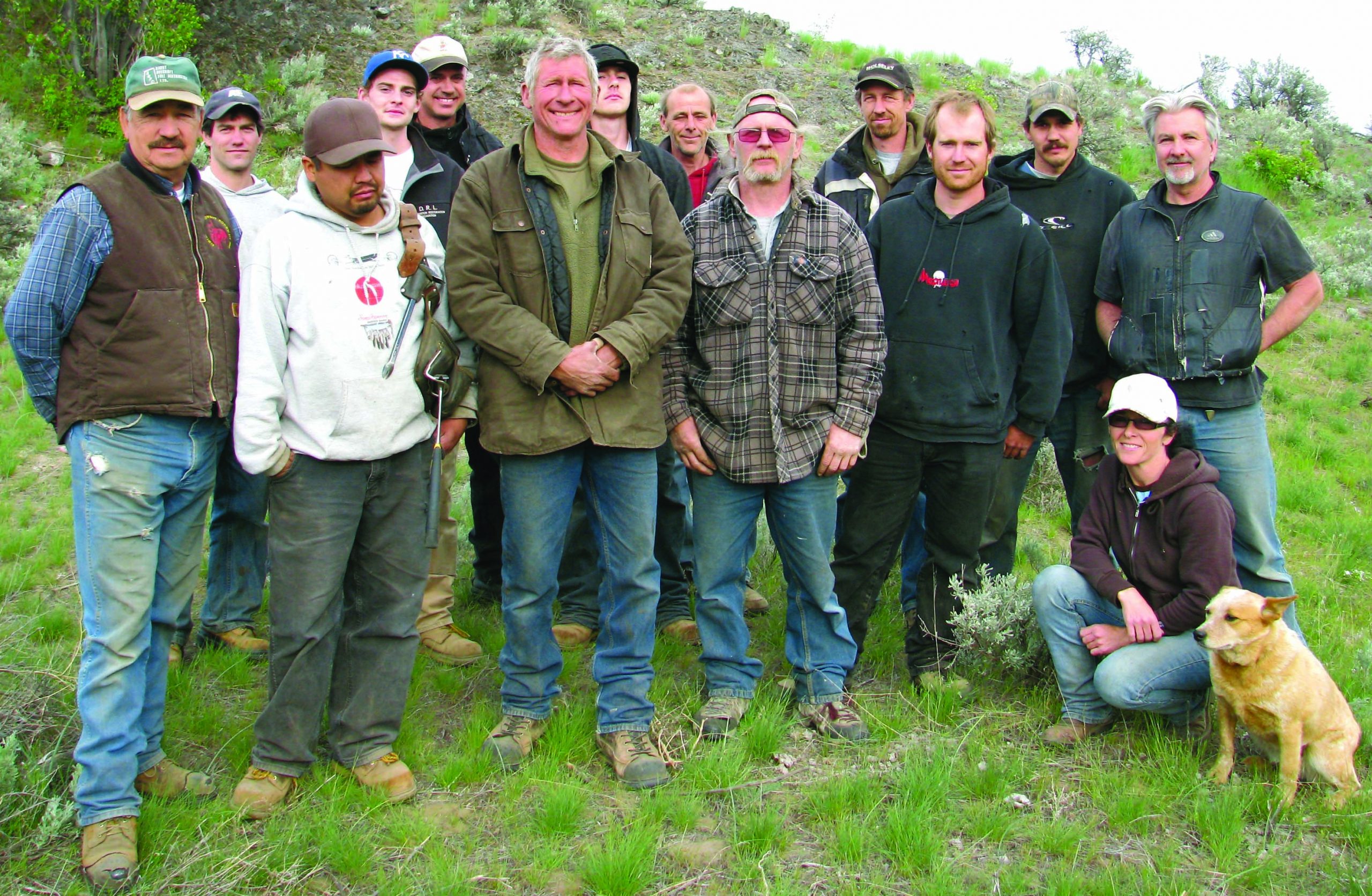 gunlesswebtest2 The carpentry crew building the set for the movie Gunless, which is being shot just west of Osoyoos, end their long day on May 12 with a photo shoot for the Osoyoos Times. Photo by Diane Zorn - Special to the Osoyoos Times