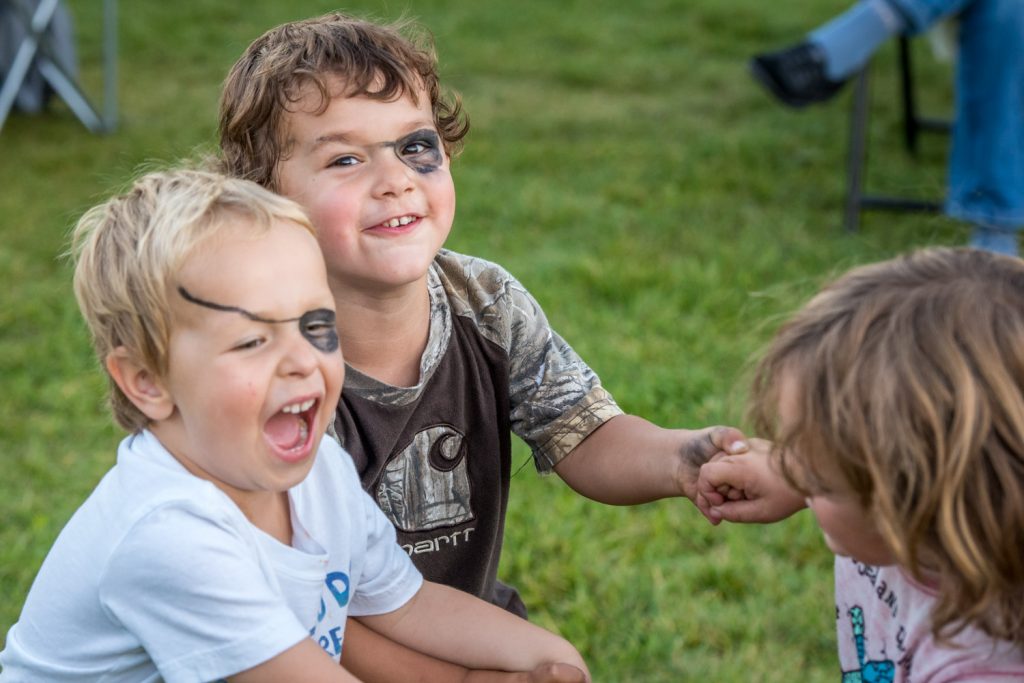 Many children got their faces painted at the celebration last Wednesday of the improvements to Gyro Park. These boys got done up as pirates. (Richard McGuire photo)