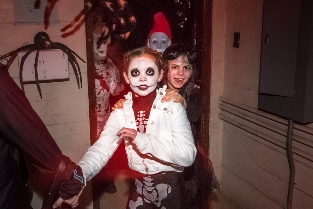 Alesia Dortman (left) and Helena Zakall were trick or treating Monday afternoon by Elvis Fine Jewelry in Osoyoos. (Richard McGuire photo)