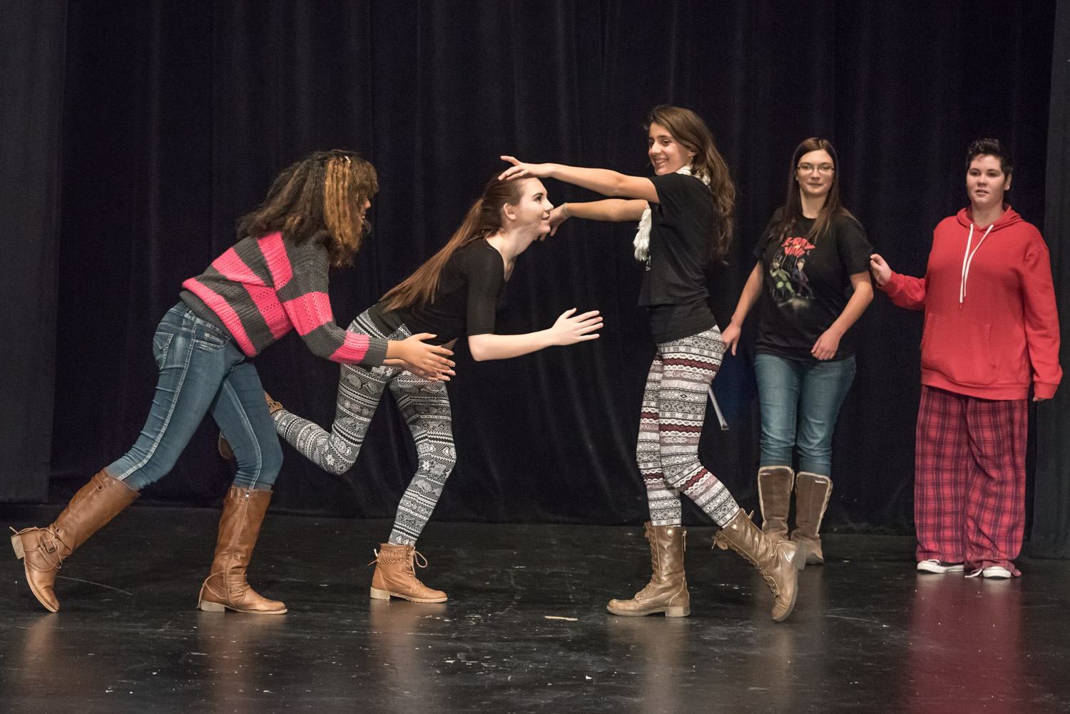 Students from the Osoyoos Secondary School Drama Club are busy rehearsing for their upcoming performance of Humbug High: A Contemporary Christmas Carol. (Richard McGuire photo)