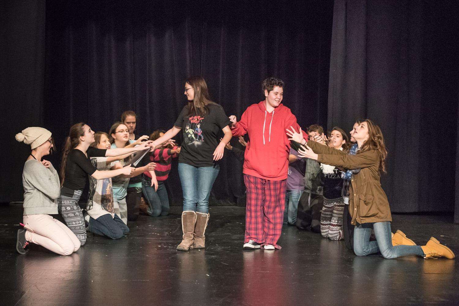 Students from the Osoyoos Secondary School Drama Club are busy rehearsing for their upcoming performance of Humbug High: A Contemporary Christmas Carol. The two-act comedy is a departure from the usual music and dance that the drama club performs. The story is based on the Charles Dickens classic A Christmas Carol. (Richard McGuire photo)