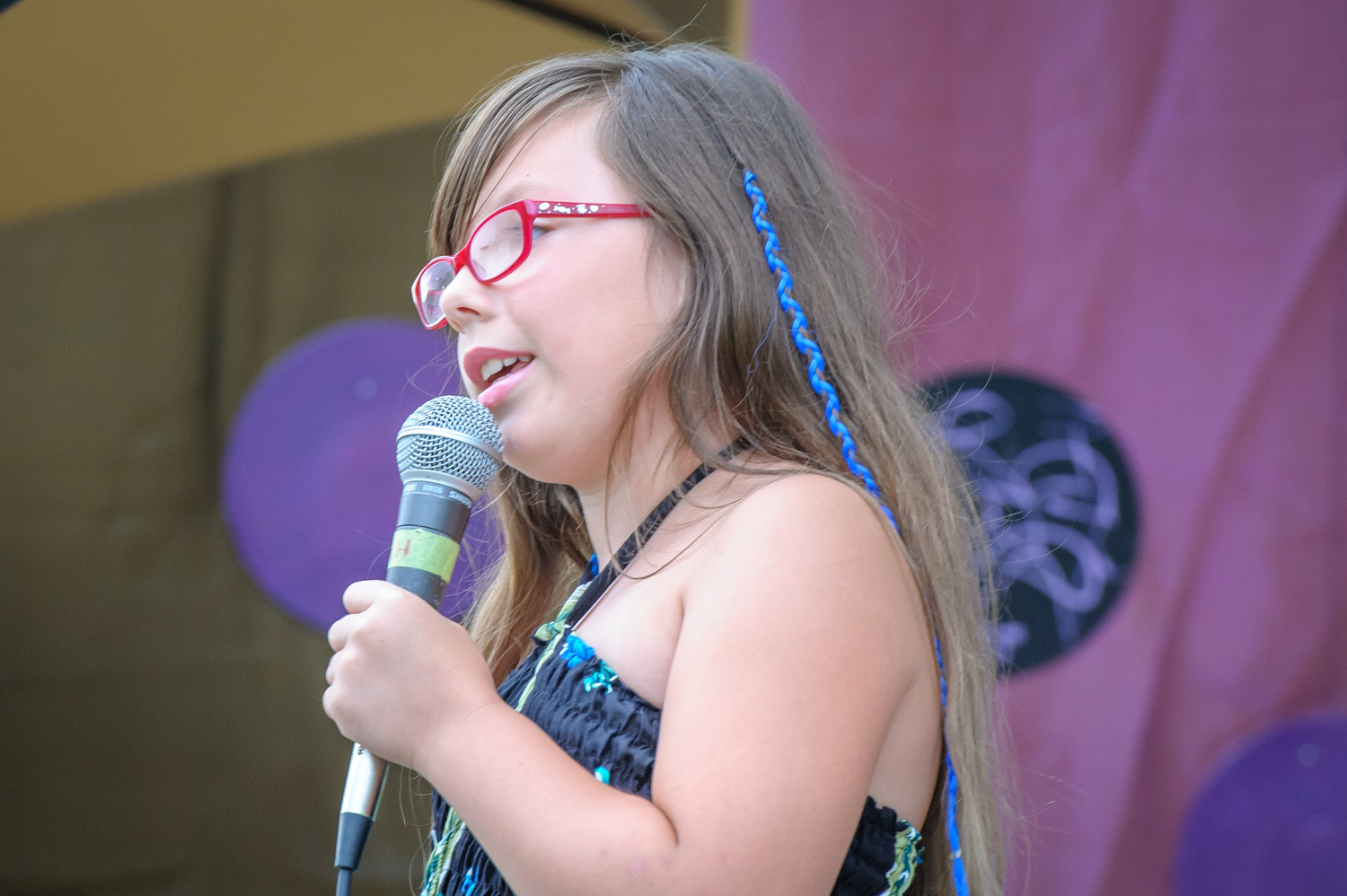 Christina Hollingworth, 8, of Edmonton had a powerful voice and impressed many in the audience with her youthful enthusiasm. She was eliminated after the second round, but was brought back on stage at the end to receive a prize. (Richard McGuire photo)