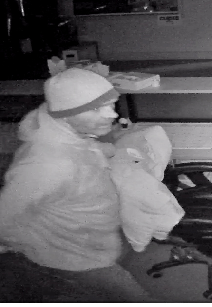 Osoyoos RCMP released this image of the suspect captured by video surveillance during a break-in late Tuesday night at Joe's Plumbing and Heating. (Photo supplied)