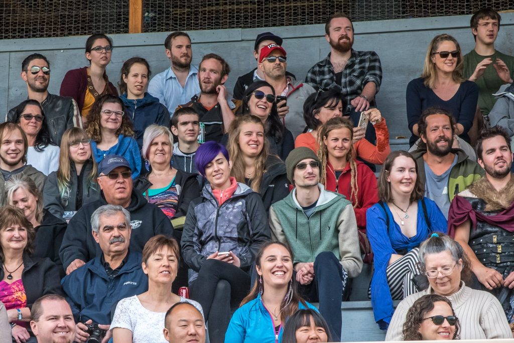 Spectators packed the bleachers at Desert Park to watch the jousting on Sunday. (Richard McGuire photo)