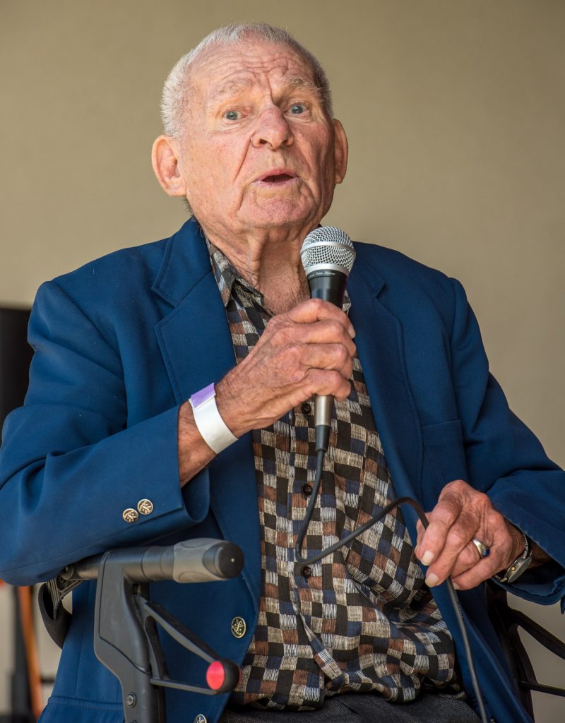 Bill Coffin, a crooner from Penticton who will be celebrating his 88th birthday in about a week, sang some Frank Sinatra hits at Karaoke Extravaganza Sunday afternoon at Oliver Community Park. Mike Carter organized the event to raise money for the Canadian Cancer Society as a “payback” after surviving a battle with cancer last year. Carter put a lot of work and his own money into organizing the event, which featured some excellent karaoke singers from throughout the valley. Unfortunately attendance on Sunday afternoon was well below what the event deserved. (Richard McGuire photo)