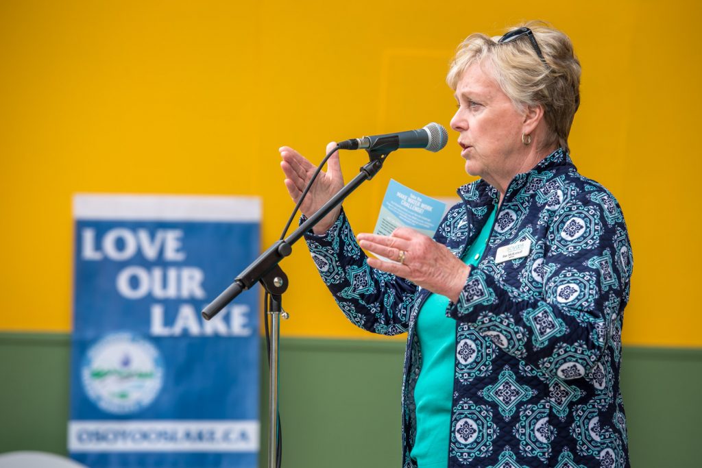 Mayor Sue McKortoff speaks at Osoyoos Lake Appreciation Day on Saturday. (Richard McGuire photo)