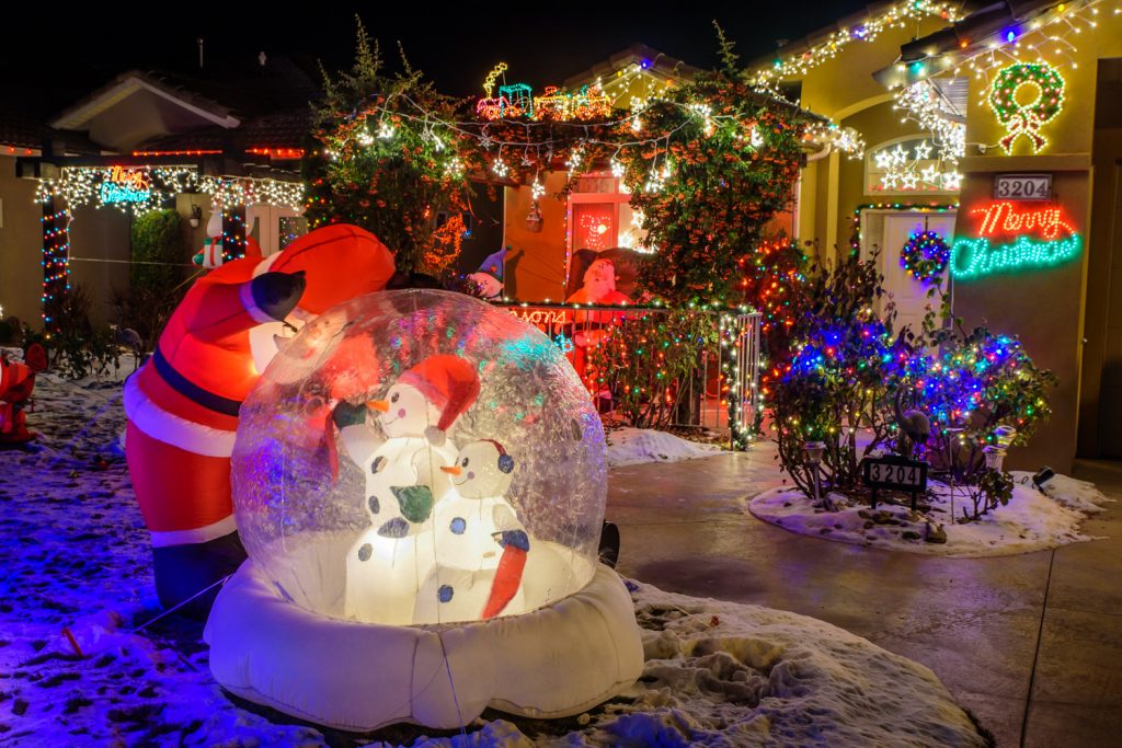 When Mat Hassen runs out of space at his own house at 3204 Lobelia Drive, he puts his decorations on the neighbours' lawns. (Richard McGuire photo)
