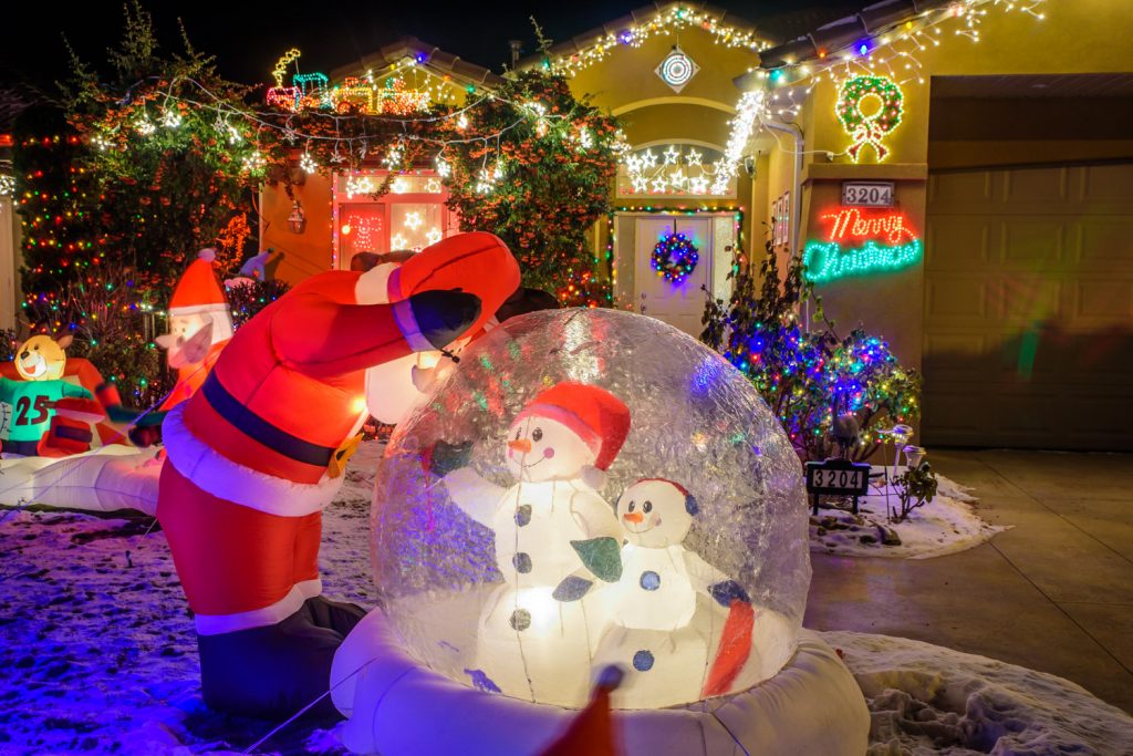 When Mat Hassen runs out of space at his own house at 3204 Lobelia Drive, he puts his decorations on the neighbours' lawns. (Richard McGuire photo)
