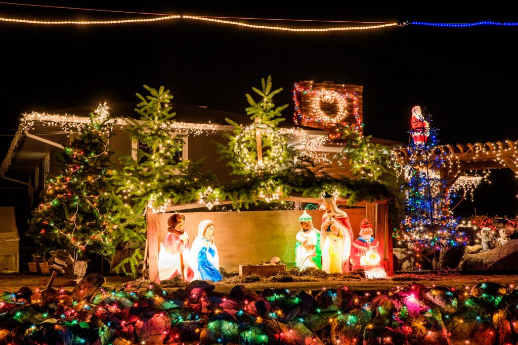 A tall tree is decorated at the end of Wildflower Court. (Richard McGuire photo)