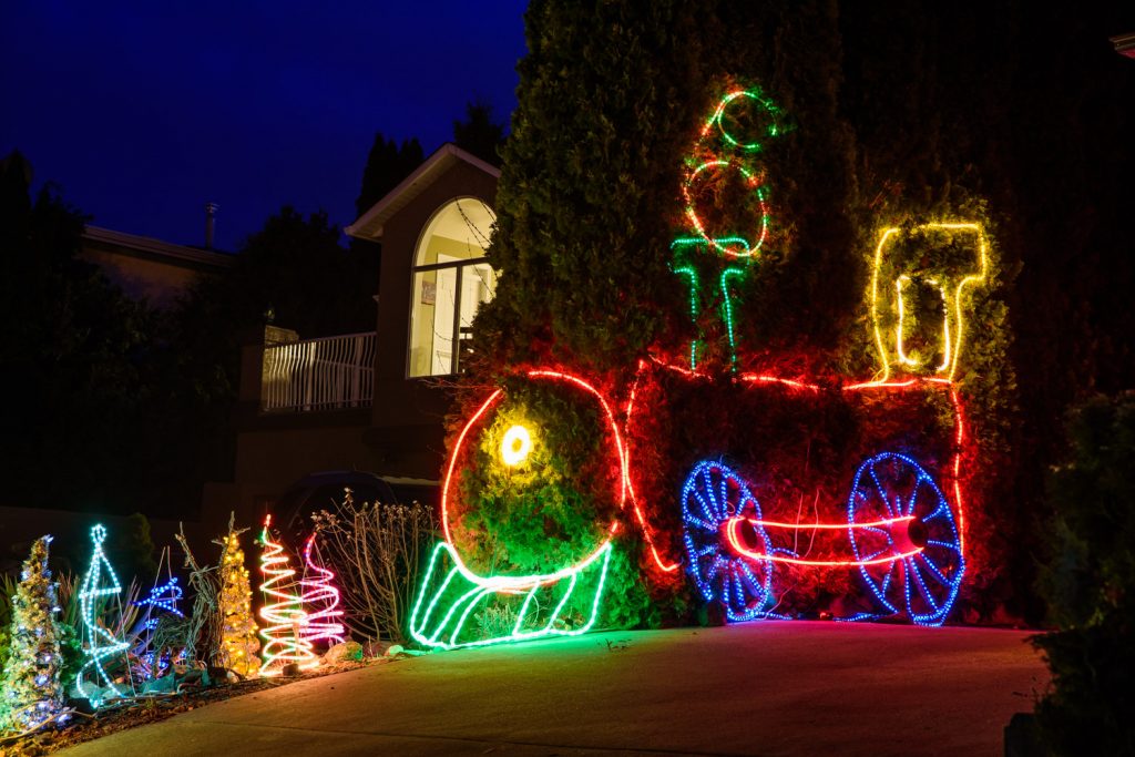 As in previous years, the Jim Liebel house on the East Bench at 25th Street and 52nd Avenue has the most extensive display of lights and decorations. (Richard McGuire photo)
