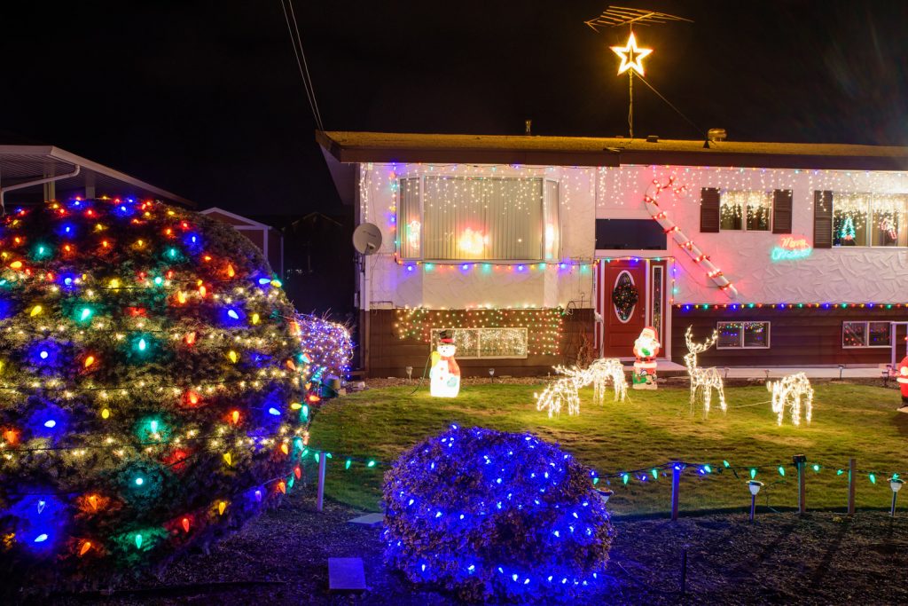 As in previous years, the Jim Liebel house on the East Bench at 25th Street and 52nd Avenue has the most extensive display of lights and decorations. (Richard McGuire photo)