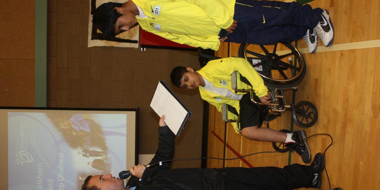 OSOYOOS SCHOOL KIDS GET HISTORY LESSON ABOUT HANSEN’S MAN IN MOTION WORLD TOUR 25 YEARS AGO