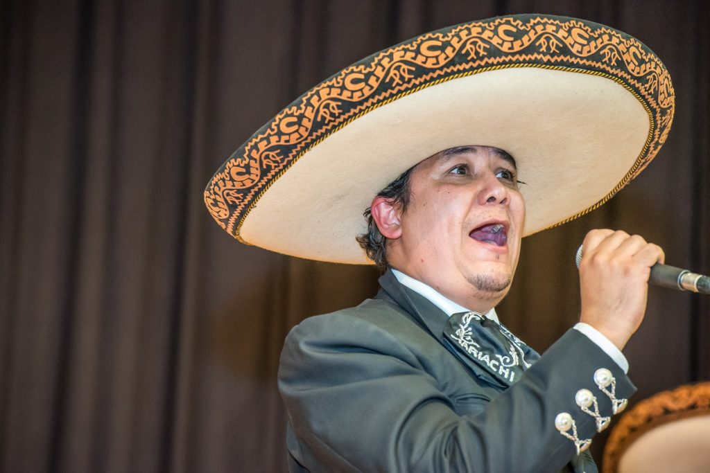 Mariachi del Sol, which, bills itself as Canada's best mariachi band, entertained Mexican workers and local residents during Mexican Appreciation Day at the Sonora Community Centre. (Richard McGuire photo)