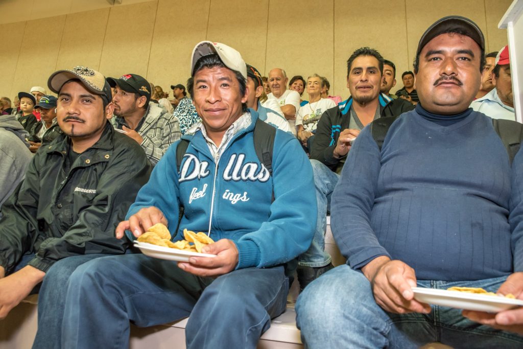 The bleachers at the Sonora Community Centre were full with Mexican workers and local residents who dined on tacos and listened to mariachi music. (Richard McGuire photo)