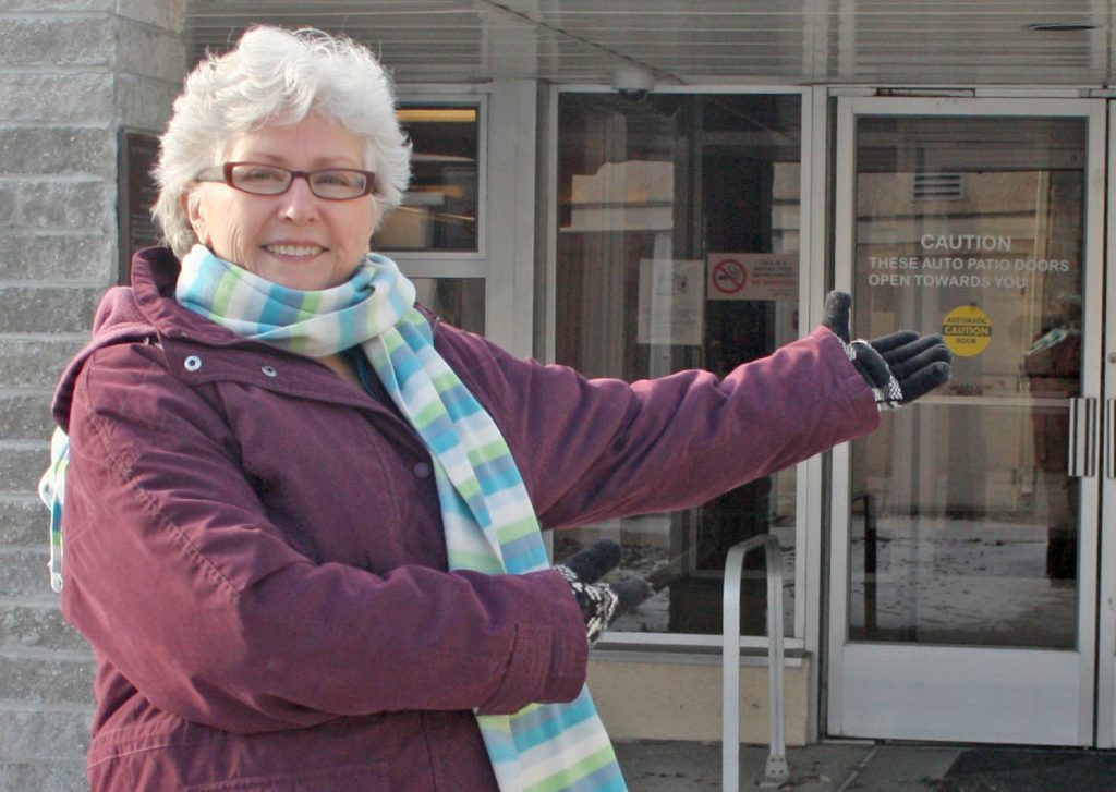 Marilyn Mulldoon spoke to Osoyoos council on Monday about a proposal to use the current Destination Osoyoos offices as a walk-in clinic. She is also working with Brenda Dorosz and Gaye Horn. (Keith Lacey photo)