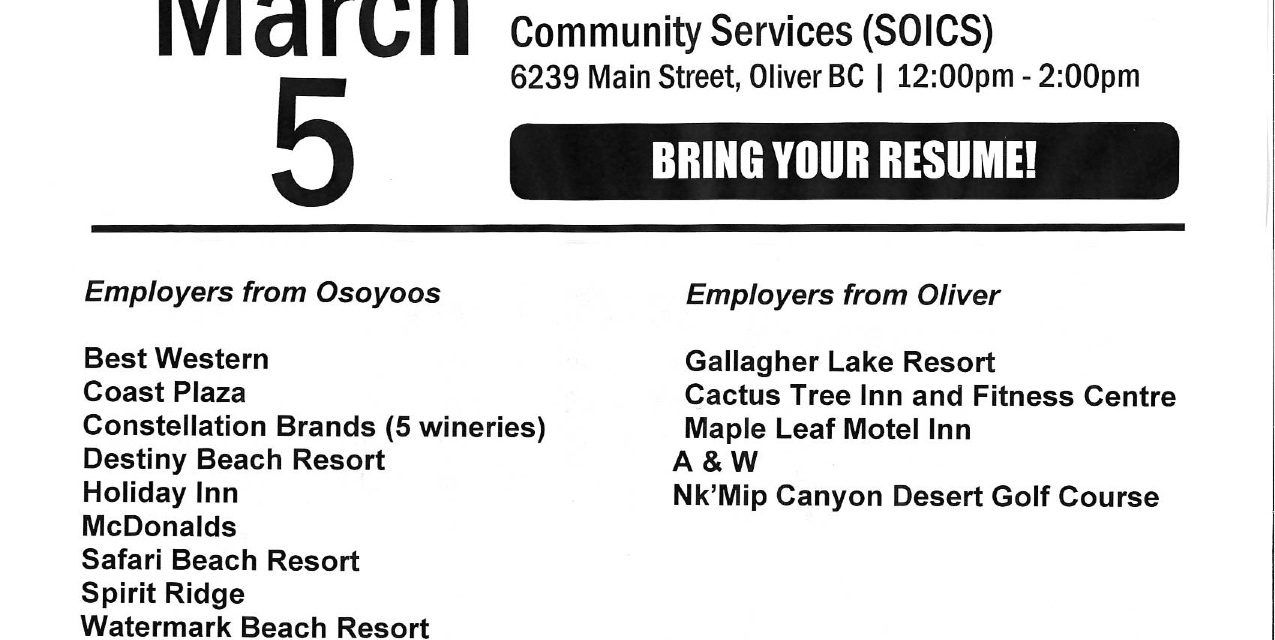 Oliver Job Fair taking place today
