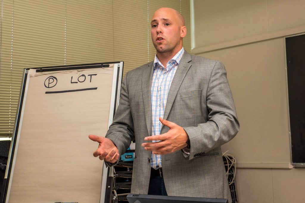 Consultant Justin Ellis, of Stantec Consulting, gave a presentation at an open house last Thursday on the final draft of the Parks and Trails Master Plan that will set the agenda for parks and trails in Osoyoos over the next 20 years. (Richard McGuire photo)