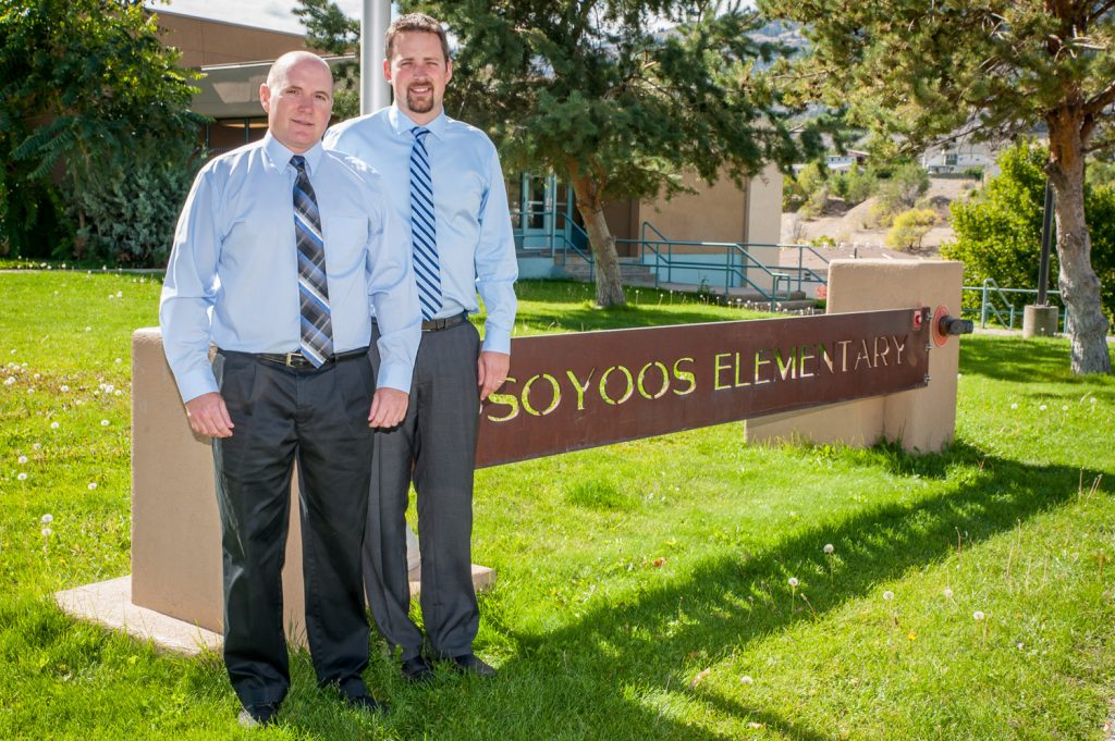 Principal Dave Foster (left) and Vice Principal Jason McAllister are happy to see the return of students and teachers to Osoyoos Elementary School. (Richard McGuire photo)