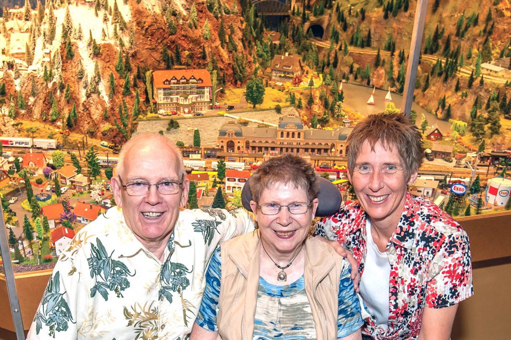 Osoyoos Desert Model Railroad is a family owned tourist attraction. From left Poul Pedersen, his wife Ulla and daughter Lotte Mendes appear in a file photo at the time of their 10th anniversary last year. (Richard McGuire file photo)