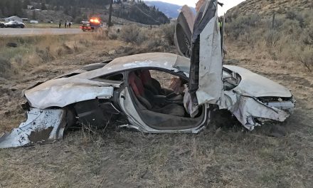 Supercar demolished in speed-related crash west of Osoyoos