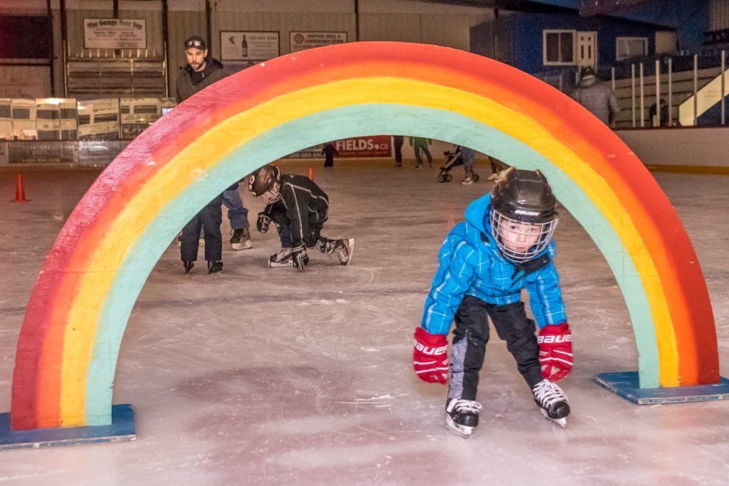 Somewhere under the rainbow -- Rory Antonello, 4, skated under a rainbow at Rockin' With Santa, the free family skating event organized by the Town of Osoyoos on Saturday at the Sun Bowl Arena. (Richard McGuire photo).