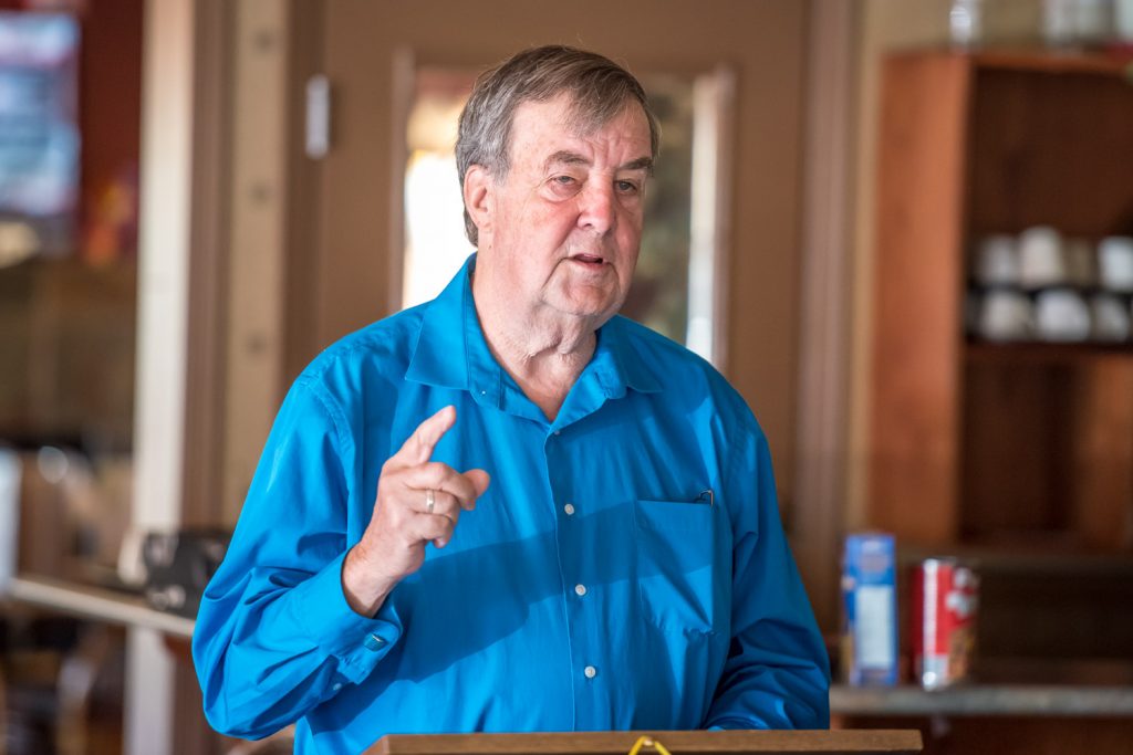 Ted Osborne, who has directed a number of plays with the SOAP community theatre group, was guest speaker at the Rotary Club of Osoyoos on Oct. 15. He spoke about SOAP and the role of community theatre. (Richard McGuire photo)