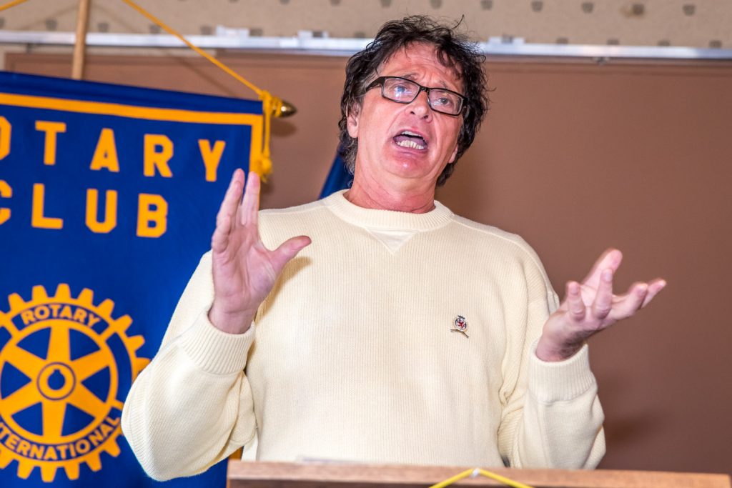 Richard Walker spoke to Osoyoos Rotarians about food forests and the food and medicinal plants that potentially could be grown here in a community forest. (Richard McGuire photo)