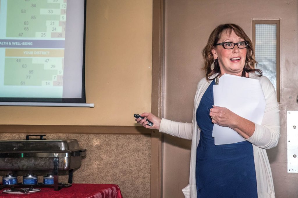 Bev Young, superintendent of School District 53, was guest speaker at the Rotary Club of Osoyoos recently where she presented findings about student wellbeing. Some of the figures relating to teenage girls were especially disturbing. (Richard McGuire photo)