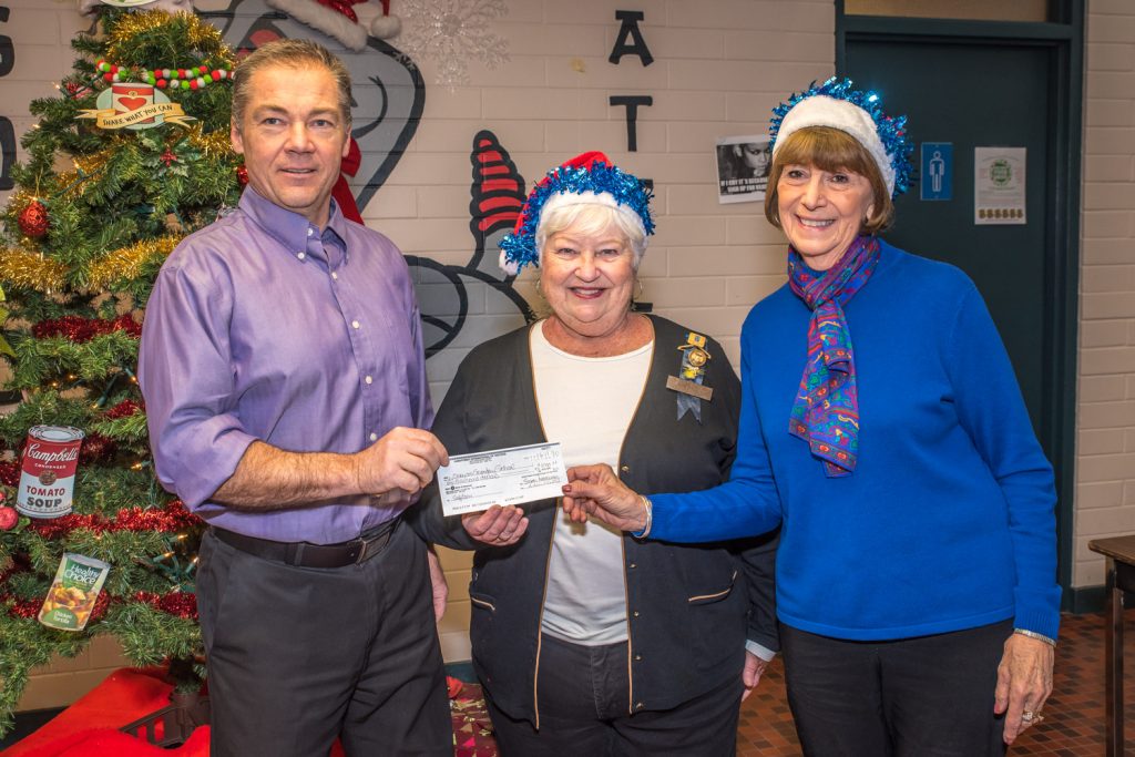 The Osoyoos Soroptimists last week presented a cheque to Osoyoos Secondary School for its Safeteen program. The program educates teens on assertiveness and violence prevention and other important life skills. Presenting a cheque for $1,000 to OSS Principal Mike Safek were Dot Rathgeber, program chair, and June Harrington, of the program committee. The Soroptimists made similar donations to high schools in Oliver and Keremeos and they do this each year. (Richard McGuire photo)