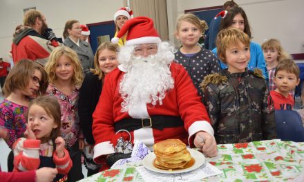 Santa surprised with pile of pancakes for breakfast