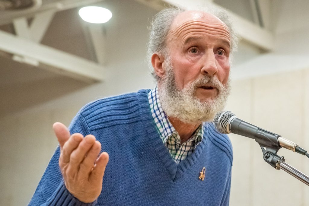 Sy Murselli tried to switch the discussion to municipal governance, but he was called into line and asked to address the topic at hand by moderator Brian Pepper. (Richard McGuire photo)