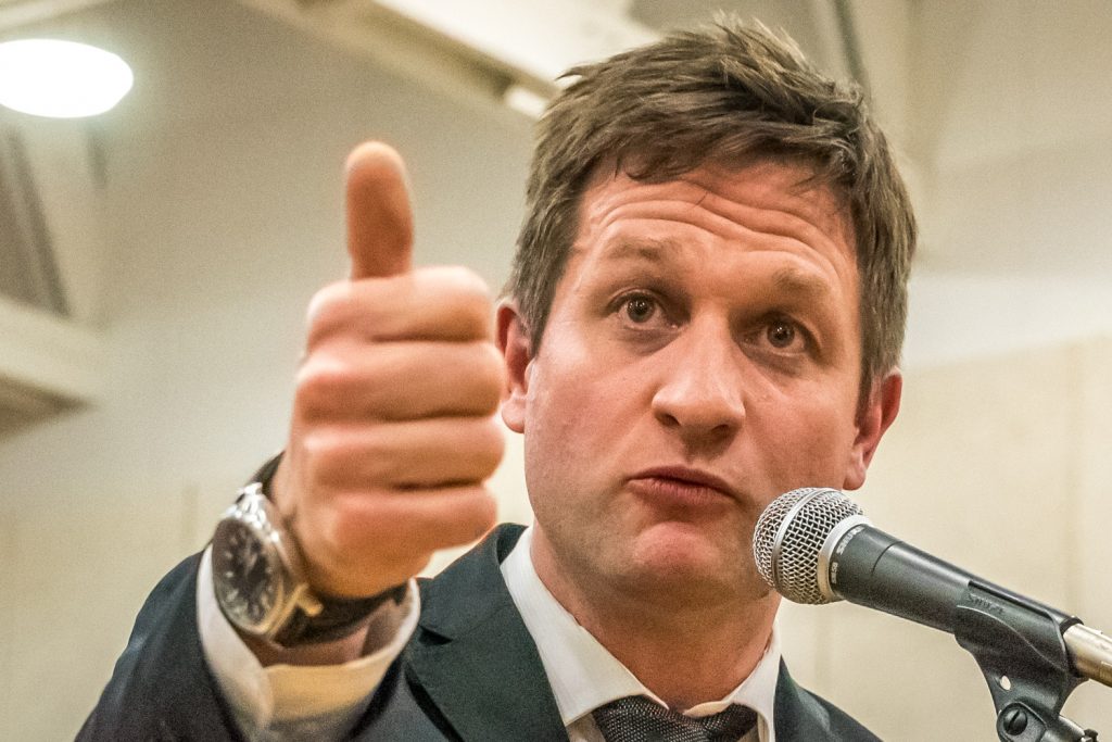 Rob Fleming, the NDP education critic, ridiculed the suggestion by the B.C. Liberals that a school closure is strictly a local issue, a pretext used by MLA Linda Larson for not attending. “That is not how it works … education is a provincial responsibility,” he said. (Richard McGuire photo)