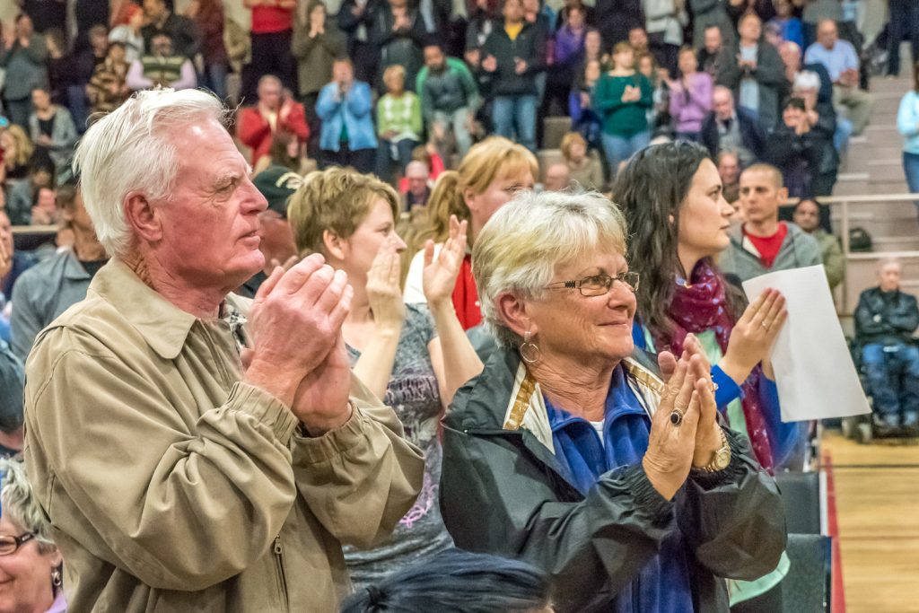 NDP Education Critic Rob Fleming received a standing ovation for his strong advocacy for adequate provincial education funding. (Richard McGuire photo)