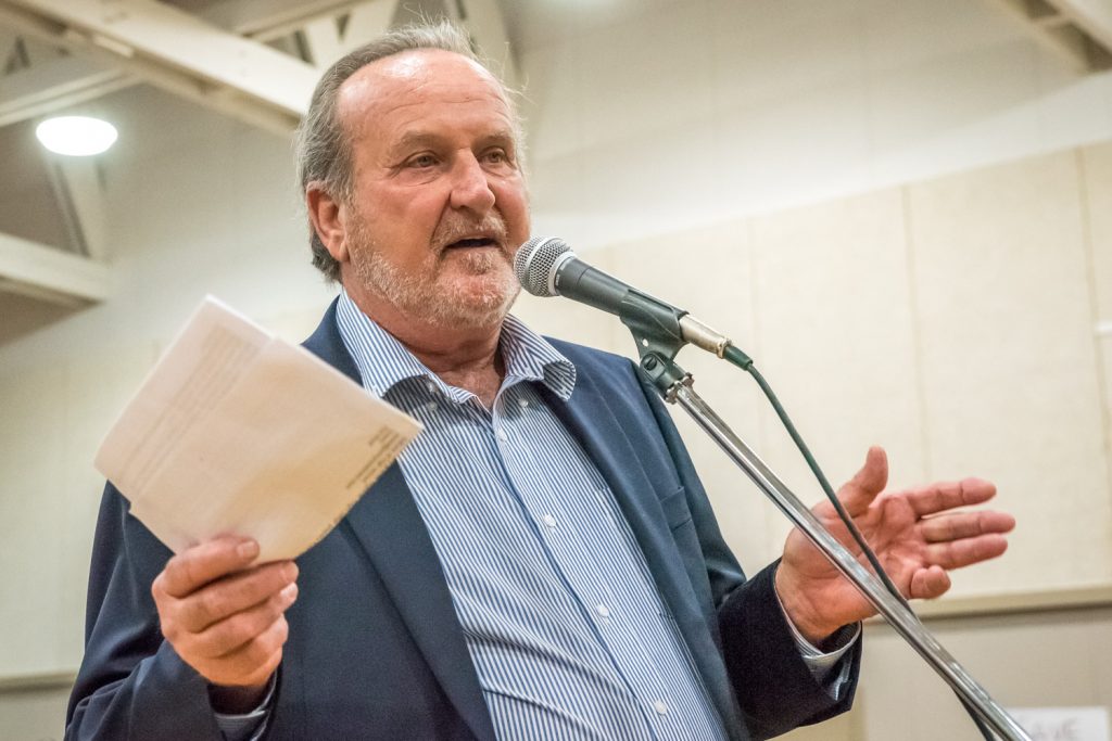 Stu Wells, former Osoyoos mayor, argued that if a school closed, the impact on the community would be "collateral damage." (Richard McGuire photo)