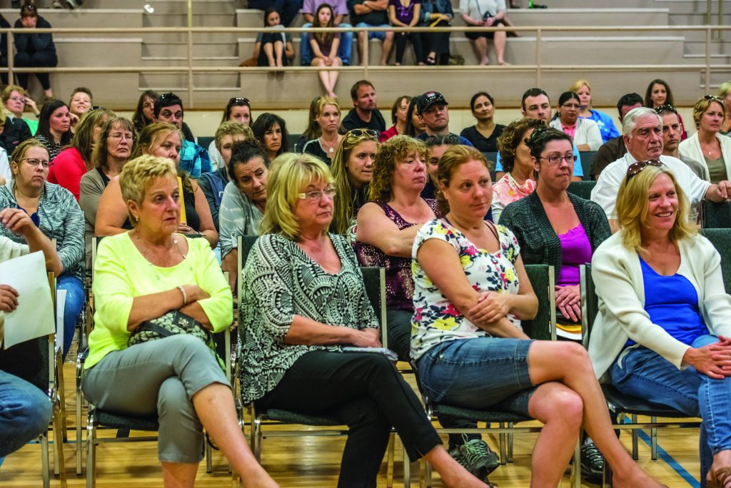 Close to 200 people turned out Tuesday night at the Sonora Community Centre to hear an update on the progress being made towards establishing an independent high school in Osoyoos. (Richard McGuire photo)