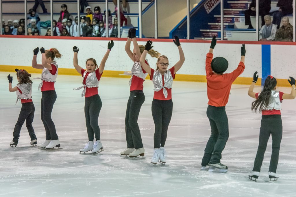 The Junior Academy Skaters performed a routine to the Taylor Swift song Shake It Off at the Sun Bowl Skating Club's Showcase 2015. (Richard McGuire photo)