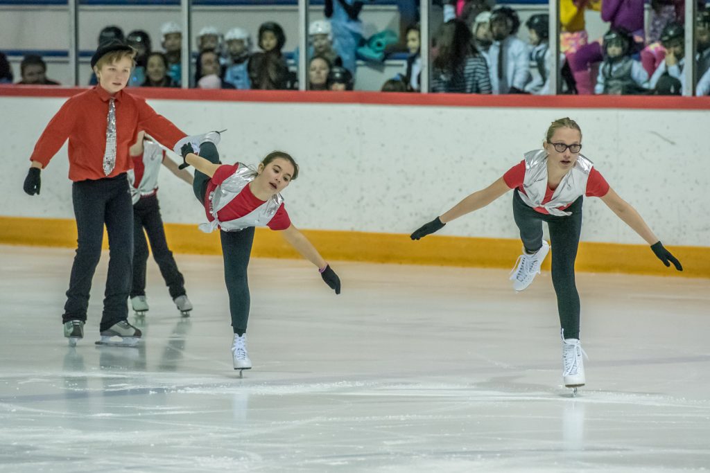 The Junior Academy Skaters performed a routine to the Taylor Swift song Shake It Off at the Sun Bowl Skating Club's Showcase 2015. (Richard McGuire photo)