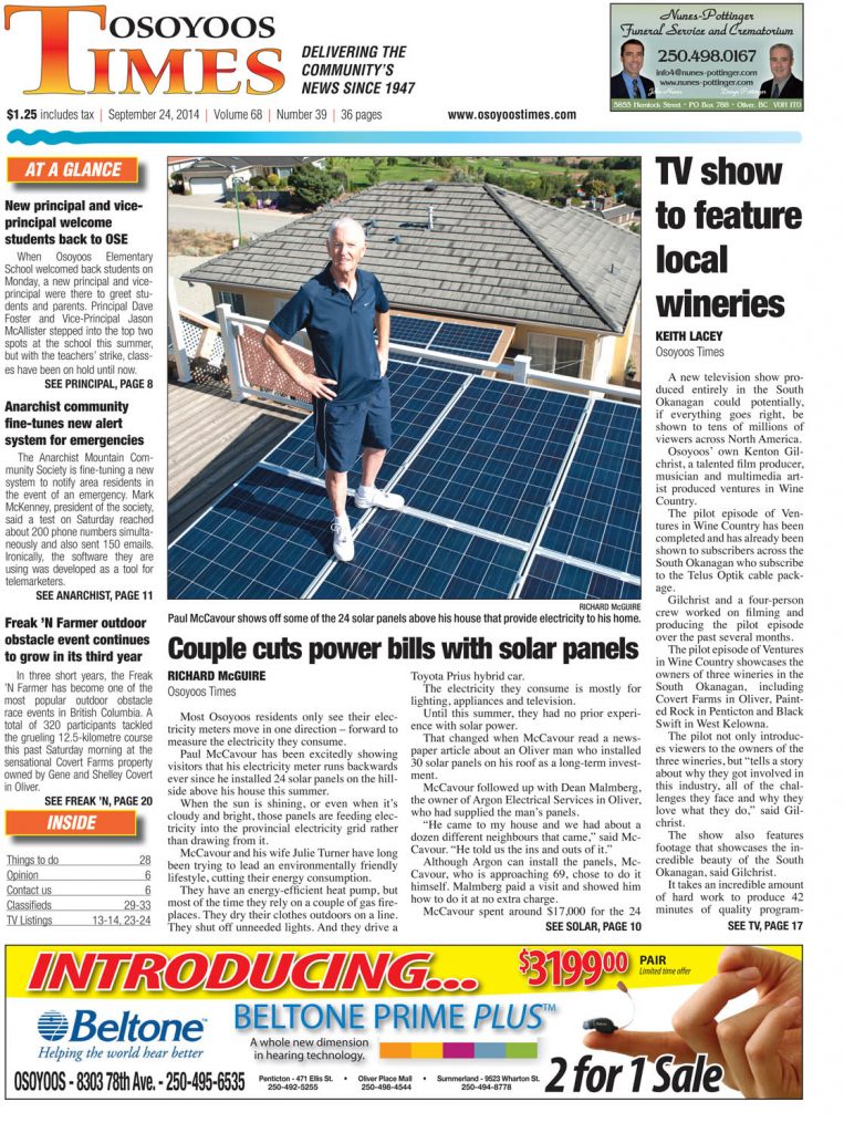 Judges looked at the Sept. 24, 2014 edition of the Osoyoos Times and another from May 2014.