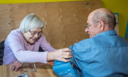 Choosing Wellness provides blood pressure test, neck massage and socializing over cookies and coffee