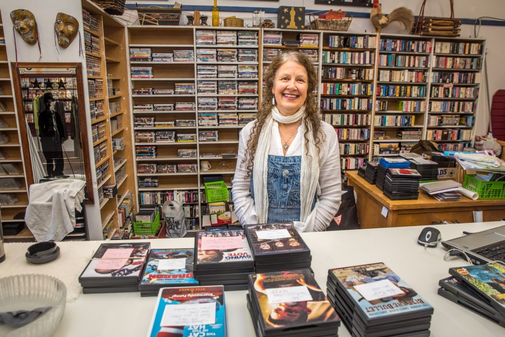 Barb Stephens, owner of Yore Movie Store, is closing her video rental store after 28 years of business. She's passionate about movies, but the trend towards streaming movies over the internet and on pay-per-view has made many video stores unprofitable in recent years. (Richard McGuire photo)
