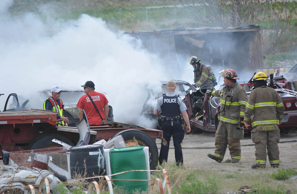 Suspicious fire engulfs vehicles on training grounds