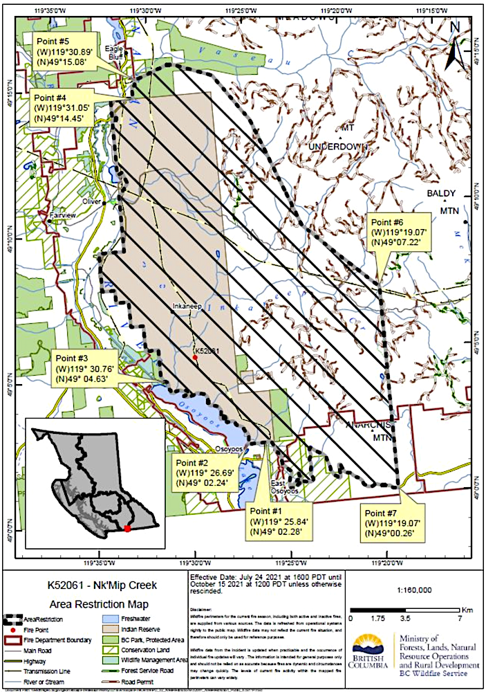 Area Restriction Nk'mip fire