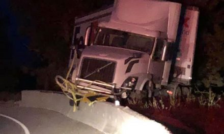 Big truck misses hairpin turn