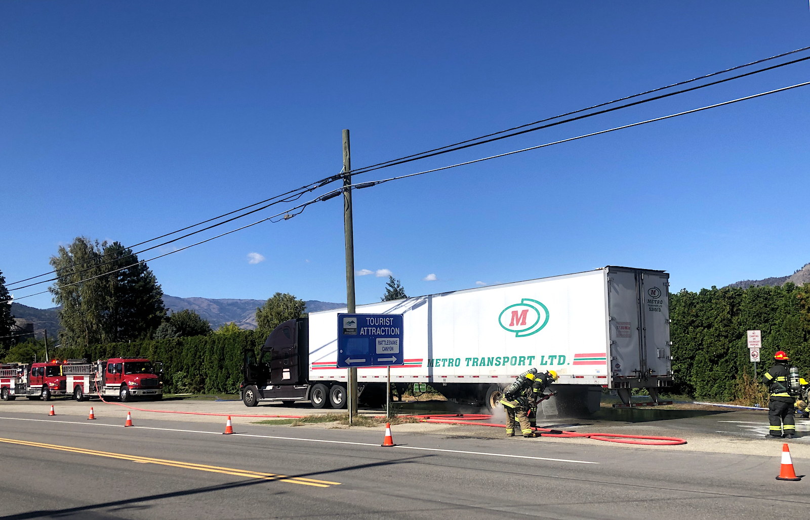 semi truck fire