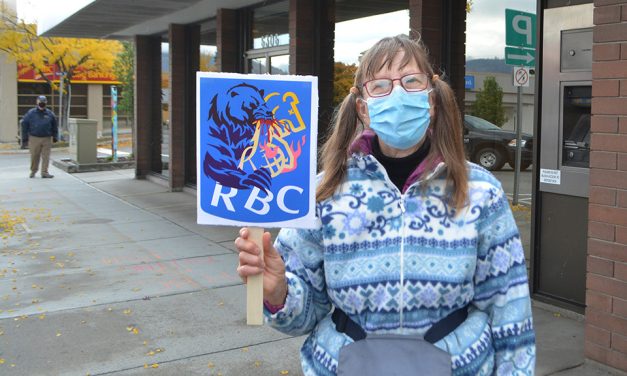 RBC protester spreads the word