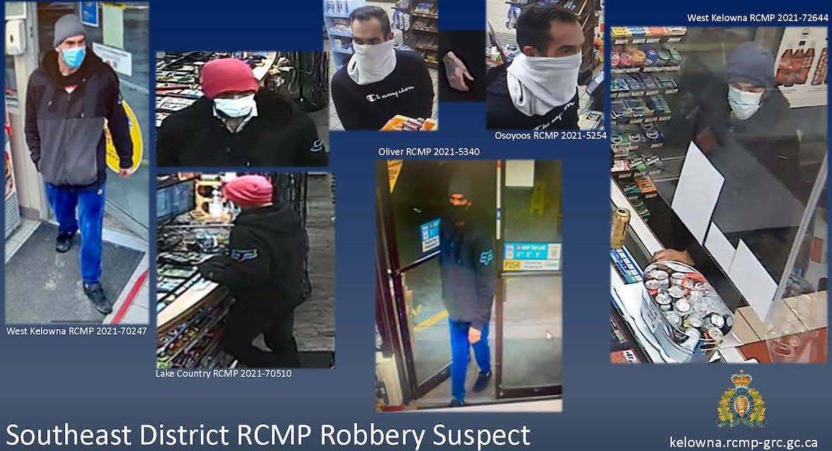 Same suspect in string of armed robberies across Okanagan